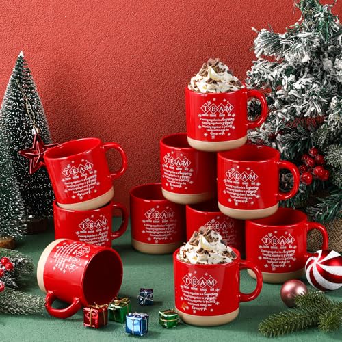10 Pcs Team Gifts for Employees Bulk 13 oz Thank You Mugs Gifts Bulk Cups Red Team Cups Inspirational Ceramic Coffee Mugs for Teacher Nurse Coworker Office Staff Manager (10 Count)