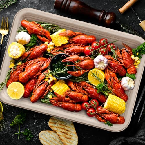 50 Pack 14 in Compostable Natural Disposable Food Crawfish Trays (50 Count)
