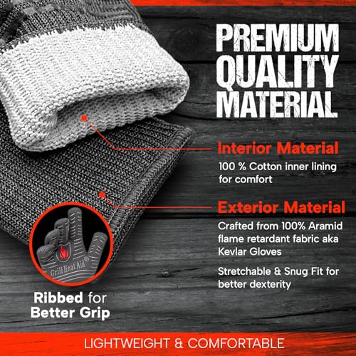 Grill Gloves Heat Proof for Men Grilling BBQ Heat Resistant Gloves (2 Count)