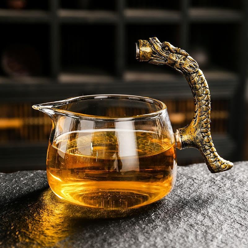 Glass Teapot Set with Infuser Semi Automatic Dragon Tea Set with 6 Small Cups