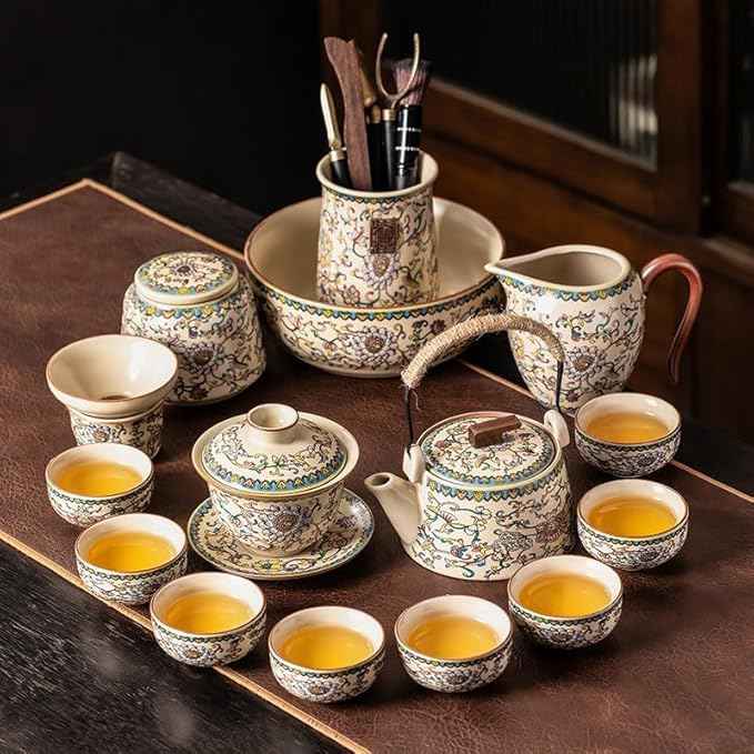Ru Kiln Enamel Gongfu Tea Set, Gaiwan and Teacup Collection-suit19