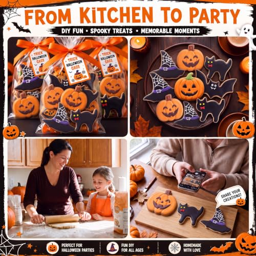 3 Pcs 7.5 Inch Large Halloween Cookie Cutters Set Extra Large Pumpkin Witch's Hat Cat Shapes Stainless Steel Metal Giant Cookie Cutters Molds for Halloween Day Baking Party Kitchen Accessory (3 Count)