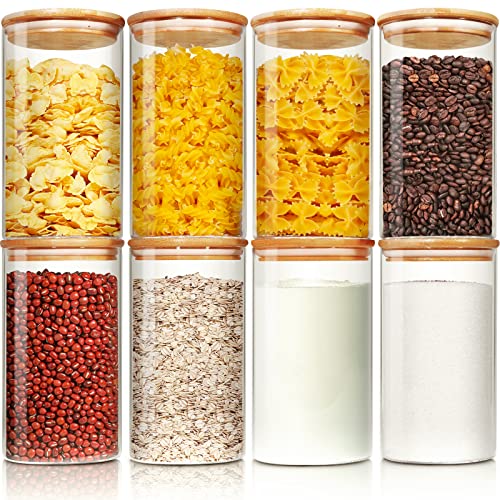 Glass Jars with Bamboo Lids 28 floz [Set of 8] (8 Count)