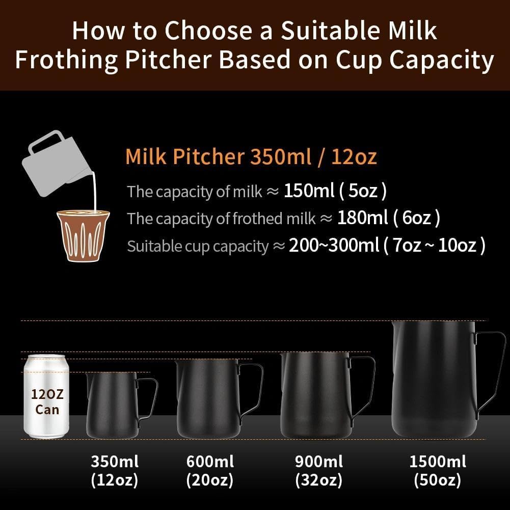 watchget Stainless Steel Milk Frothing Pitcher 12oz/350ml - Espresso Steaming Pitcher for Cappuccino, Latte Art, Coffee Machine Accessories Milk Jug Coffee Frother Cup, Pink