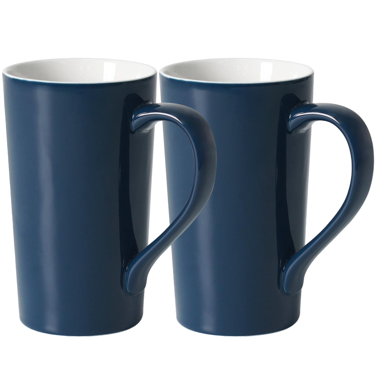 Set of two blue 20 oz ceramic mugs