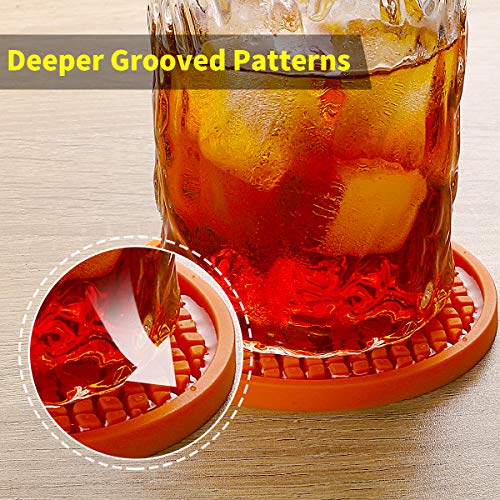 Silicone Coasters [6 Pack] Thickened Drink Coasters with Holder (6 Count)