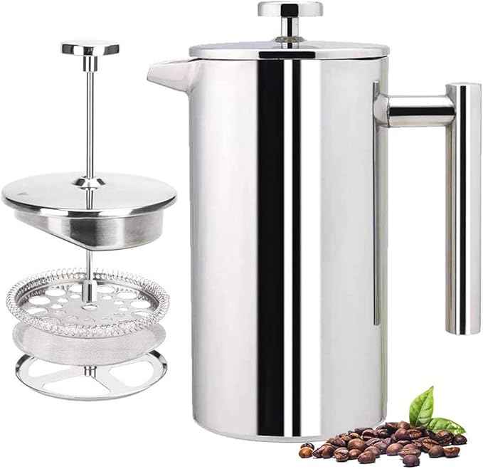 Stainless Steel French Press Coffee Maker 800ml Easy Clean Tea Pot with Filter - axGear