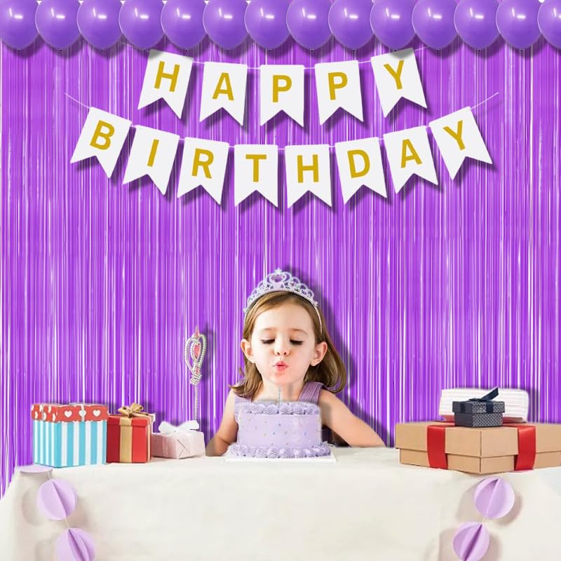 Purple Streamers Party Backdrop Pastel Fringe Curtains (2 Count)