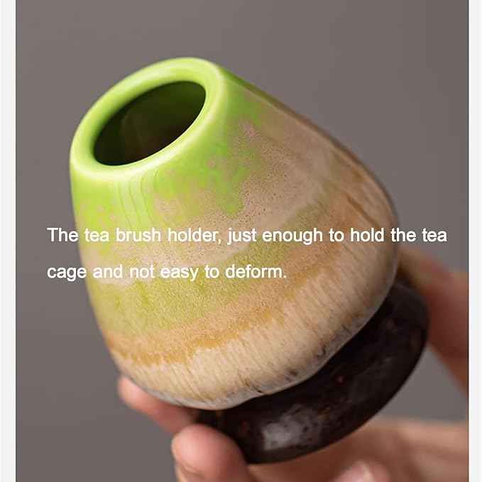Ceramic Matcha Kit for Breakfast Afternoon Tea Contains Bowl Tea Brush Stand, Visiting Gifts Matcha Bowl Set Entertaining Guests Negotiating Business(Yellow)