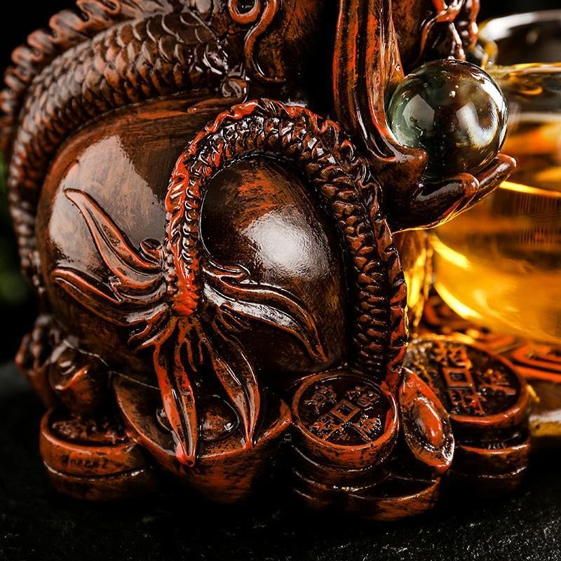 Glass Teapot Set with Infuser Semi Automatic Dragon Tea Set with 6 Small Cups