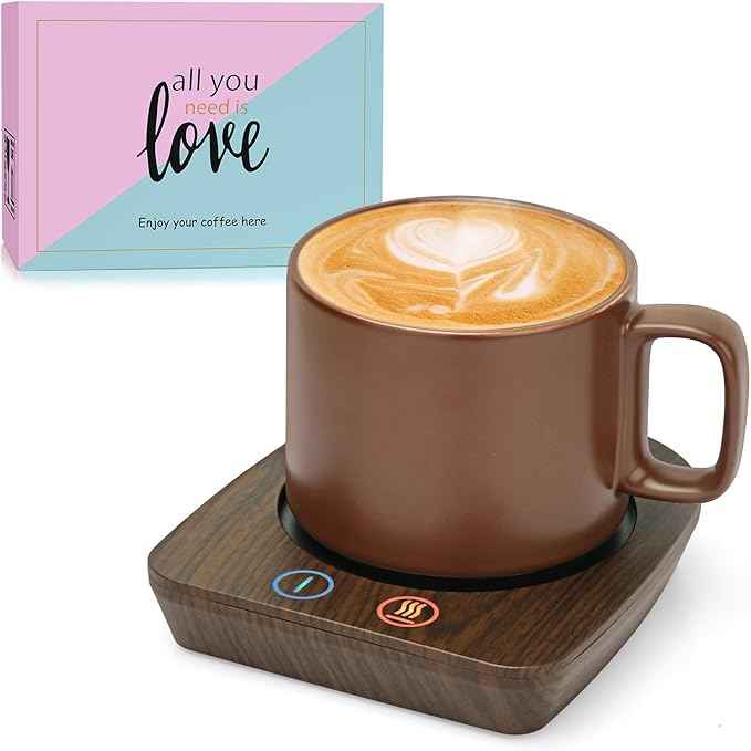 VOBAGA Coffee Mug Warmer & Mug Set, Coffee Cup Warmer with Auto Shut Off & 3 Temperature Settings for Desk Home Office, Coffee Warmer for Cocoa Milk Candles, Christmas Birthday Gifts for Women and Men