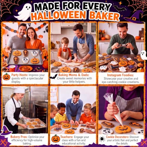 3 Pcs 7.5 Inch Large Halloween Cookie Cutters Set Extra Large Pumpkin Coffin Skull Shapes Stainless Steel Metal Giant Cookie Cutters Molds for Halloween Day Baking Party Kitchen Accessories (3 Count)