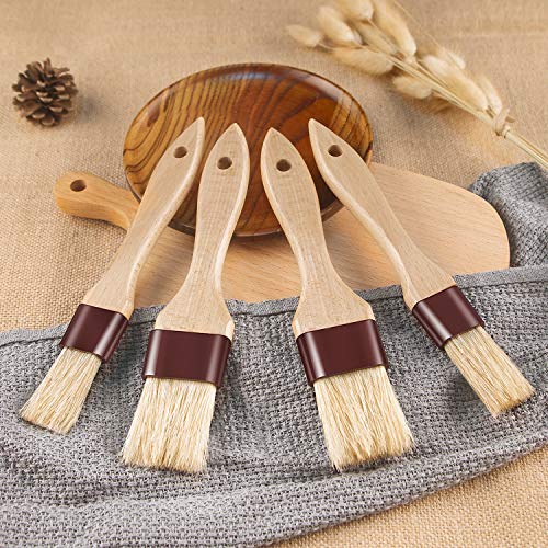Pastry Brushes for Baking Basting Brush with Boar Bristles and Beech Hardwood Handles Culinary Oil Brush for Barbecue Butter Grill BBQ Sauce Baster Marinade Kitchen Food Cooking Brushes 4PCS