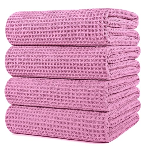 430 GSM Poly Blend Microfiber Quick Dry Waffle Bath Towel (4 Count)