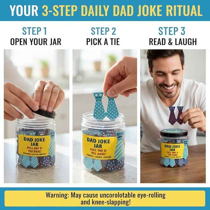 60 Dad Jokes Cards Jar, Funny Birthday Gift for Dads from Daughter, Stocking Stuffers, Christmas White Elephant Gifts for Adults, Men Granpa Gift, Funny Gag Gifts for Men