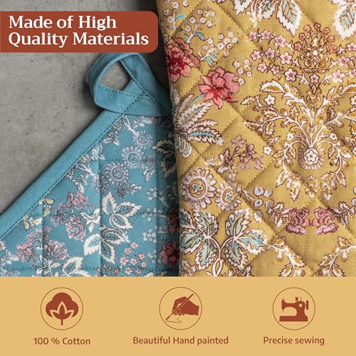 100% Cotton Oven Mitt & Pot Holder Set