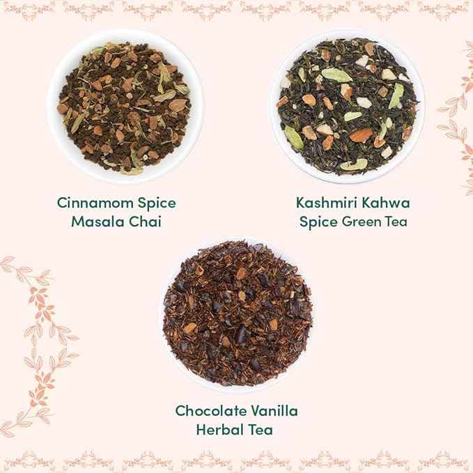 VAHDAM, BLUSH - Assorted Tea Gift Set, 3 Premium Teas in Tin Caddy Presentation Box | Loose Leaf Teas | Gift for everyone