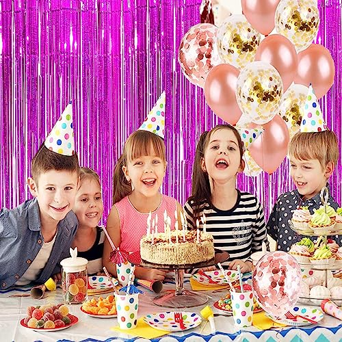 Hot Pink Foil Fringe Curtains (2 Count)
