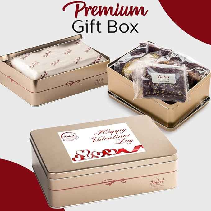 Dulcet Gift Baskets Happy Valentines Love Day Deluxe Bakery Mix of Assorted Cookies and Pastries with Decorative Teddy Bear for Women, Friend, College, Couples, Husband, Wife, Him & Her.