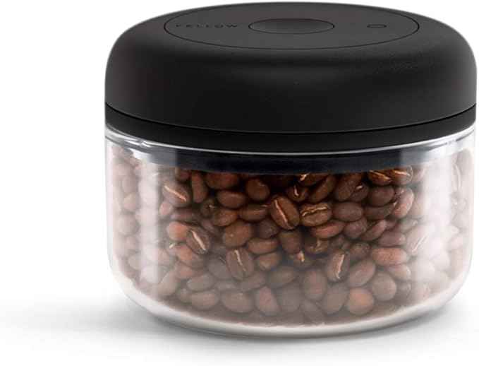 Fellow Atmos Vacuum Coffee Canister, 0.4L Clear Glass – Airtight Food Storage Container for Whole Beans, Ground Coffee, Tea & Spices – Vacuum Seal Preserves Freshness – BPA-Free, Holds up to 6 oz