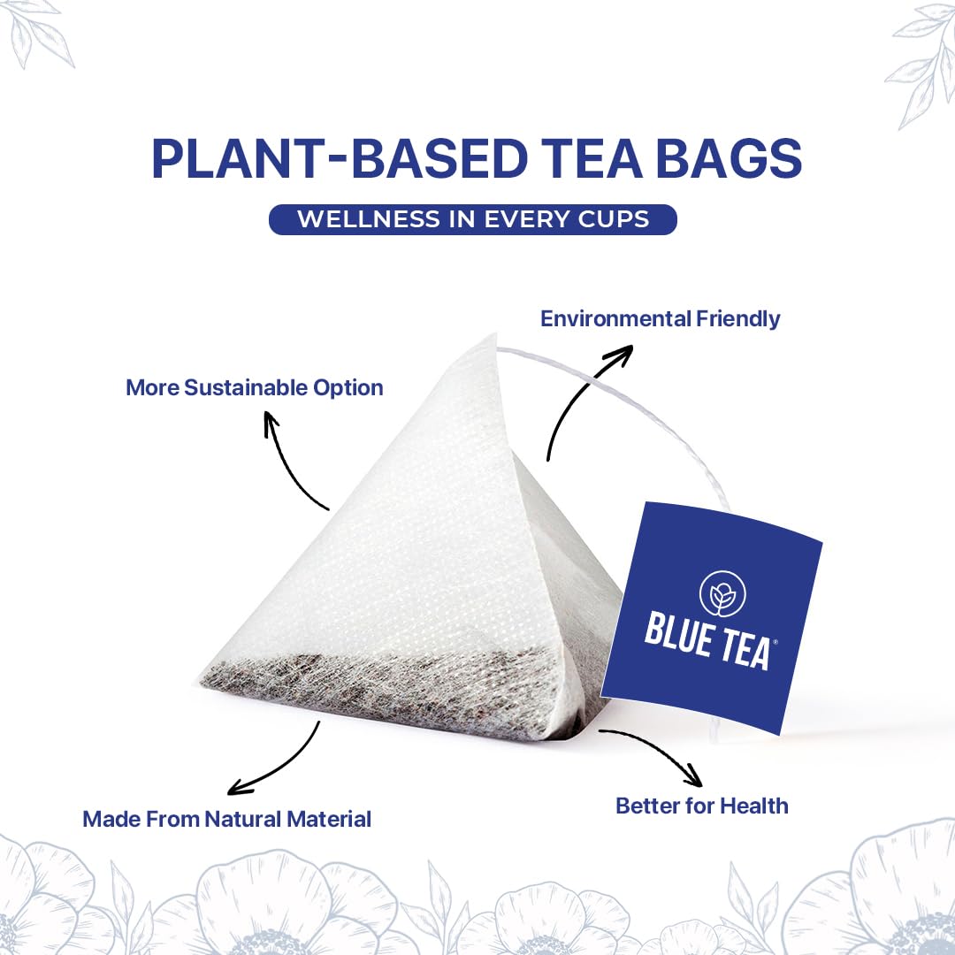 BLUE TEA - Butterfly Pea Flower Tea - 100 Count - Pyramid Plant Based Tea Bag | ANTIOXIDANT RICH | Tea Gift - Herbal Tea - Flower Based - Caffeine Free - Non-Bitter | Zipper Pack