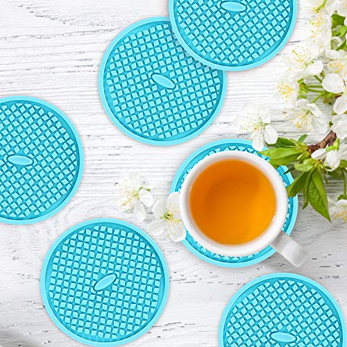 Silicone Coasters [6 Pack] Thickened Drink Coasters with Holder (6 Count)