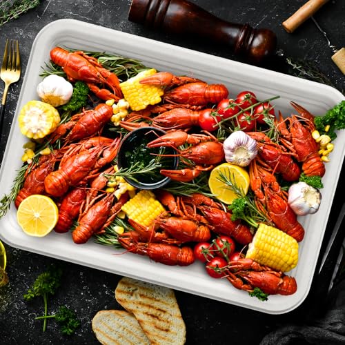 100 Pack 14 in Compostable White Disposable Food Crawfish Trays (100 Count)