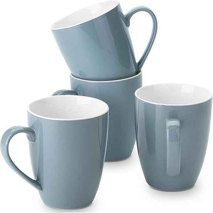 BTaT- Porcelain Coffee Mugs Set, 16 Ounces, 4 Pack, Gray Ceramic Coffee Mugs with Handle, Restaurant Cups for Mocha, Tea, Cappuccino, Cocoa, Cereal, Mug Gift Set, Dishwasher and Microwave Safe