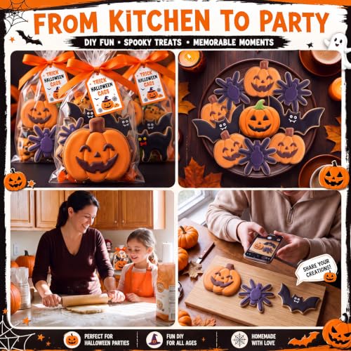 3 Pcs 7.5 Inch Large Halloween Cookie Cutters Set Extra Large Pumpkin Bat Spider Shapes Stainless Steel Metal Giant Cookie Cutters Molds for Halloween Day Baking Party Kitchen Accessories (3 Count)