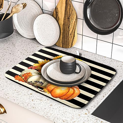 Sunflower Pumpkin Dish Drying Mat for Kitchen Counter