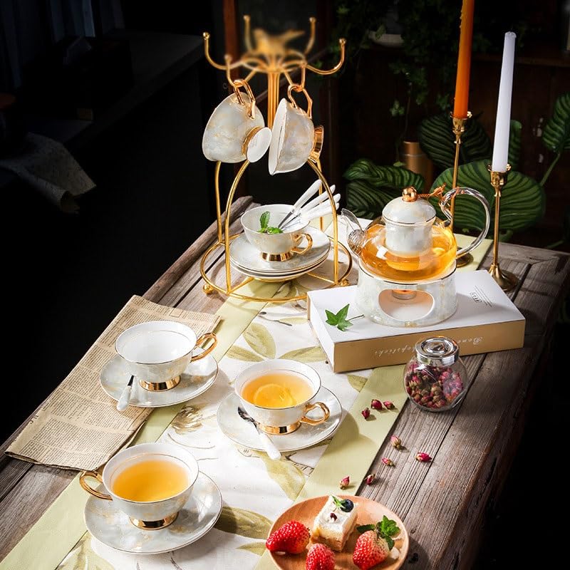 British Ceramic Afternoon Tea Cups Fruit Teapot with Filter Gift Box Flower Set