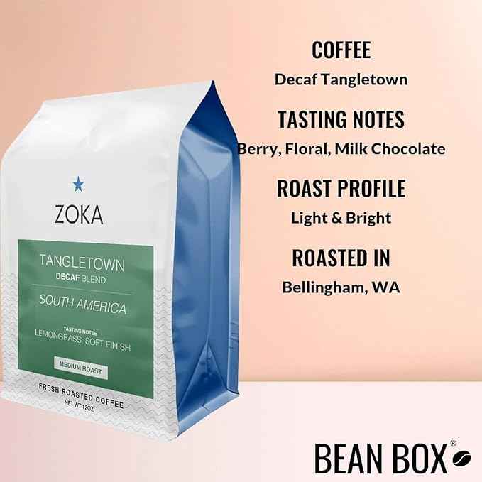Decaf Tangletown - Roasted by Zoka Coffee - Whole Bean Coffee - 12 Ounce Bag