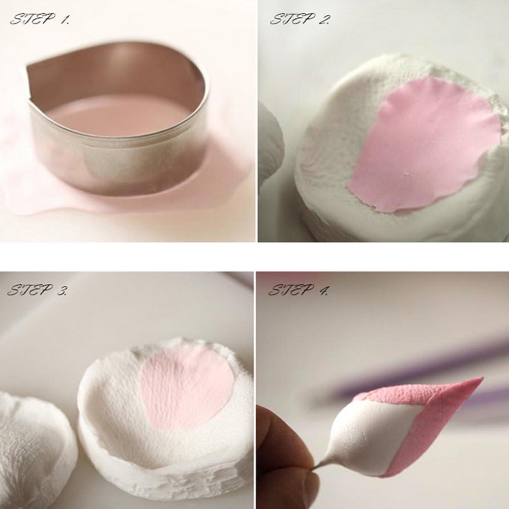 10 Pcs Austin Rose Cutter Set and 2 Pcs Rose Petals Shape Silicone Fondant Mold Veining Petal Sugar Flower Making Tool Cake Decorating Gumpaste Flowers Decor Kit