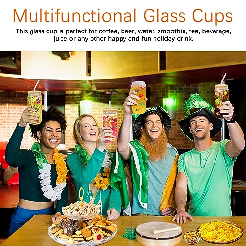16 OZ Glass Cups with Lids and Straws 20 Pack (20 Count)