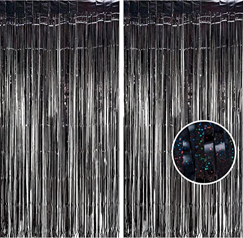 Black Foil Fringe Curtains (2 Count each)