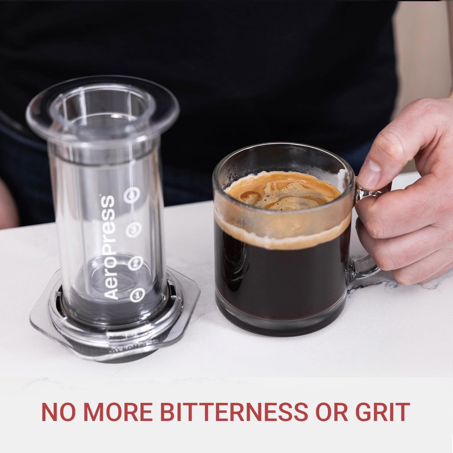 AeroPress Clear Coffee Press – 3 In 1 Brew Method Combines French Press, Pourover, Espresso, Full Bodied Coffee Without Grit or Bitterness, Small Portable Coffee Maker for Camping & Travel, Clear - Blissbrew