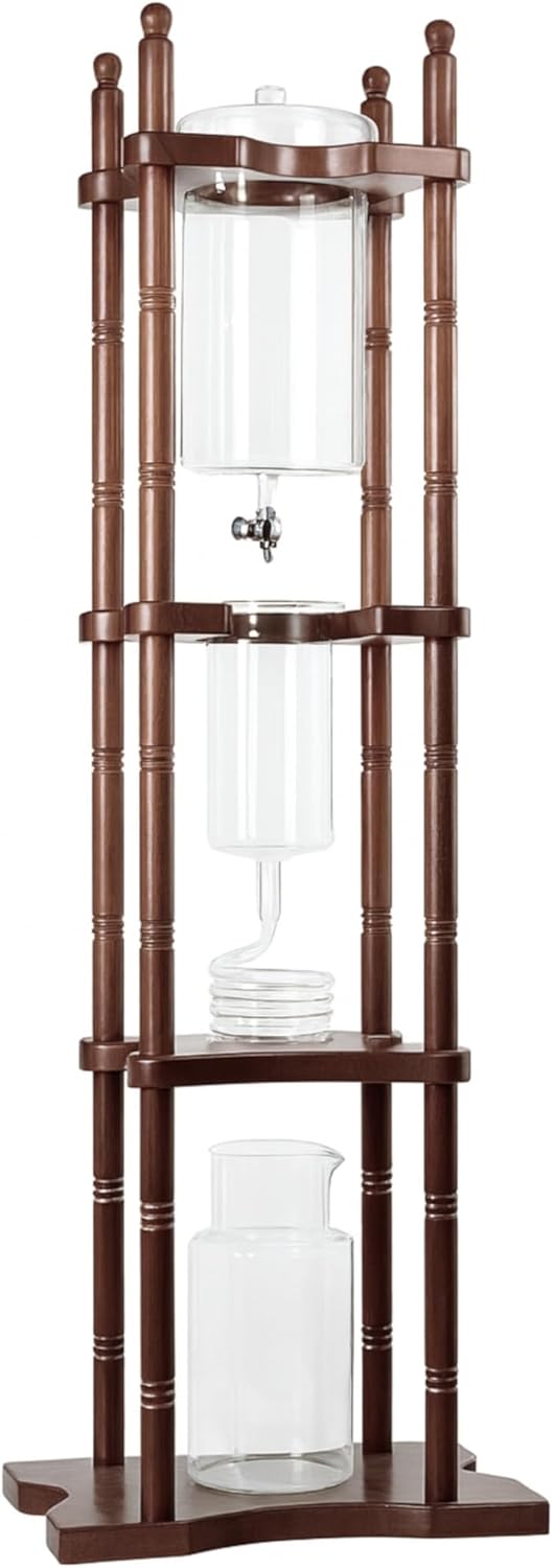 Nispira Cold Brew Drip Tower Iced Coffee Maker Glass Wooden Stand 25 Cups - Blissbrew