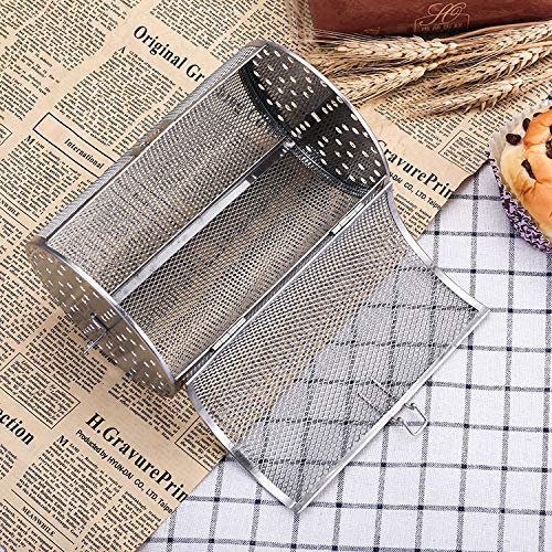 Stainless Steel Rotisserie Grill Roaster Drum Oven Basket Oven Roast Baking Rotary for Peanut Dried Nut Coffee Beans BBQ 5.51 x 10.43 inch