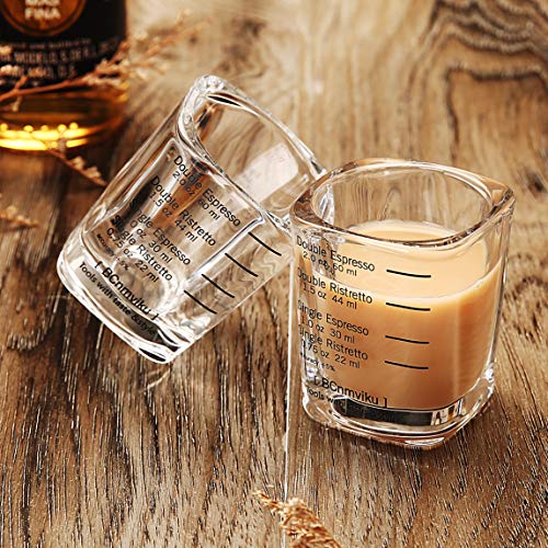 Espresso Shot Glass Liquid Heavy Sturdy Glass Shot Glasses Measuring cup Wine Glass 6 Pack 2oz (6 Count)