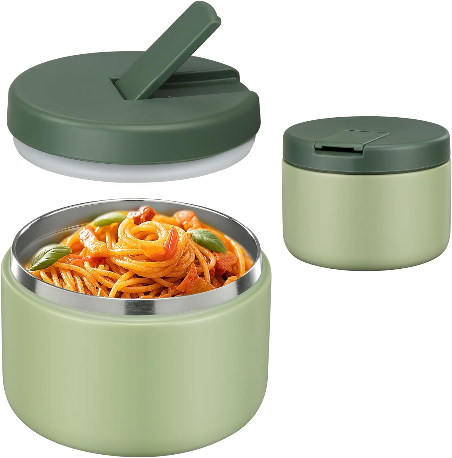 12oz Insulated Vacuum Food Jar with Buckle Lid Wide Mouth Soup Thermo for Hot Food Kids Leakproof Stainless Steel Lunch Container- Green- 1Pack - Blissbrew