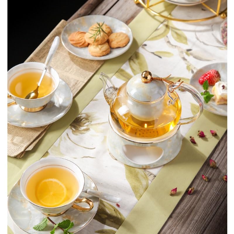 British Ceramic Afternoon Tea Cups Fruit Teapot with Filter Gift Box Flower Set
