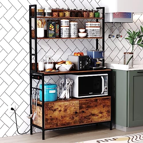 5 Tier Kitchen Bakers Rack with Power Outlet