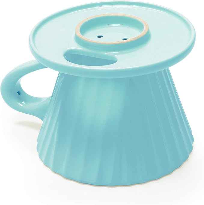 Chantal "Lotus" ceramic pour over coffee dripper, 8 ounces, Aqua