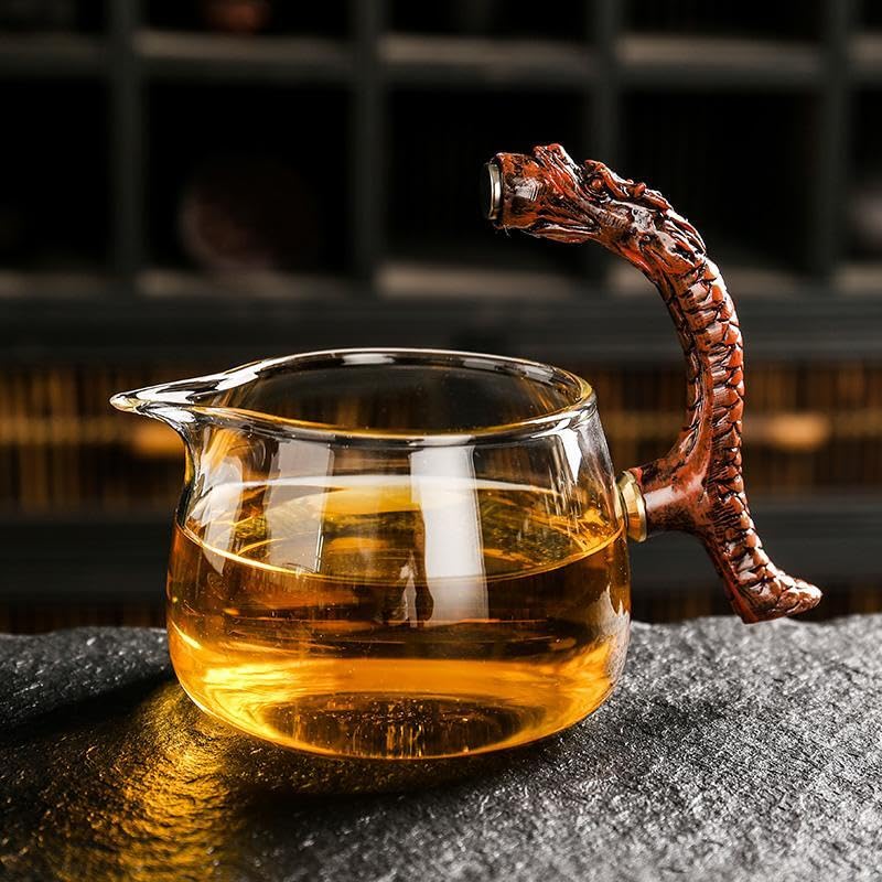 Glass Teapot Set with Infuser Semi Automatic Dragon Tea Set with 6 Small Cups