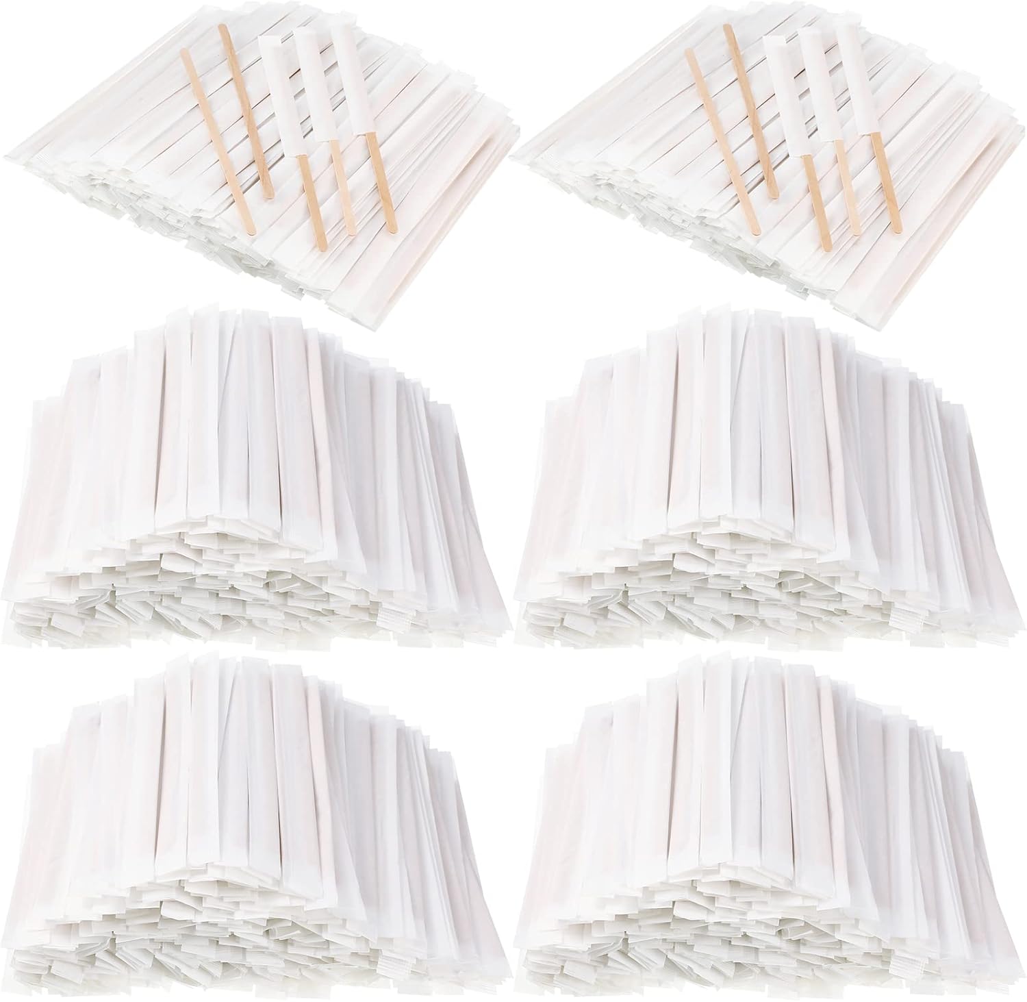 2000 Pcs Individually Wrapped Wooden Coffee Stirrers, Disposable Coffee Stir Sticks Round End Sticks Bulk Wood Stirrers for Cocktail Hot Drinks Restaurant Bar Home Office (7 Inch)