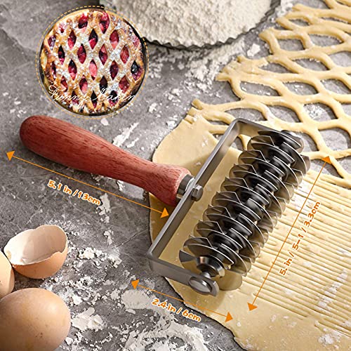 Stainless Steel Lattice Dough Cutter with Wood Handle