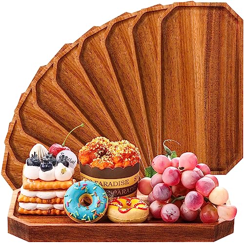 12 Pcs 10 x 5 Inch Wooden Serving Platter Bulk Acacia Wood Platters (12 Count)