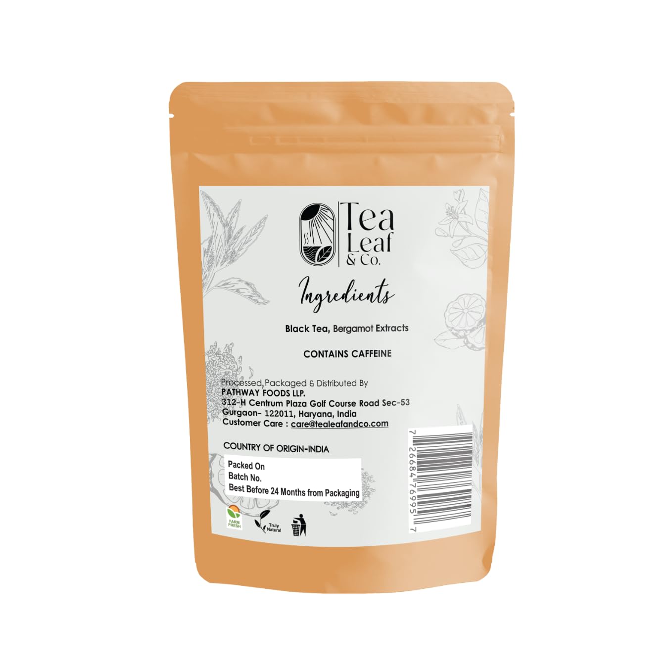 Tealeaf & Co. Earl Grey Black Tea Blended with Bergamot Extract (Loose Leaf Form) - Premium Sweet & Sour Flavored Tea - Contains Low Caffeine - Upto 50 Servings (3.52oz/100gm)