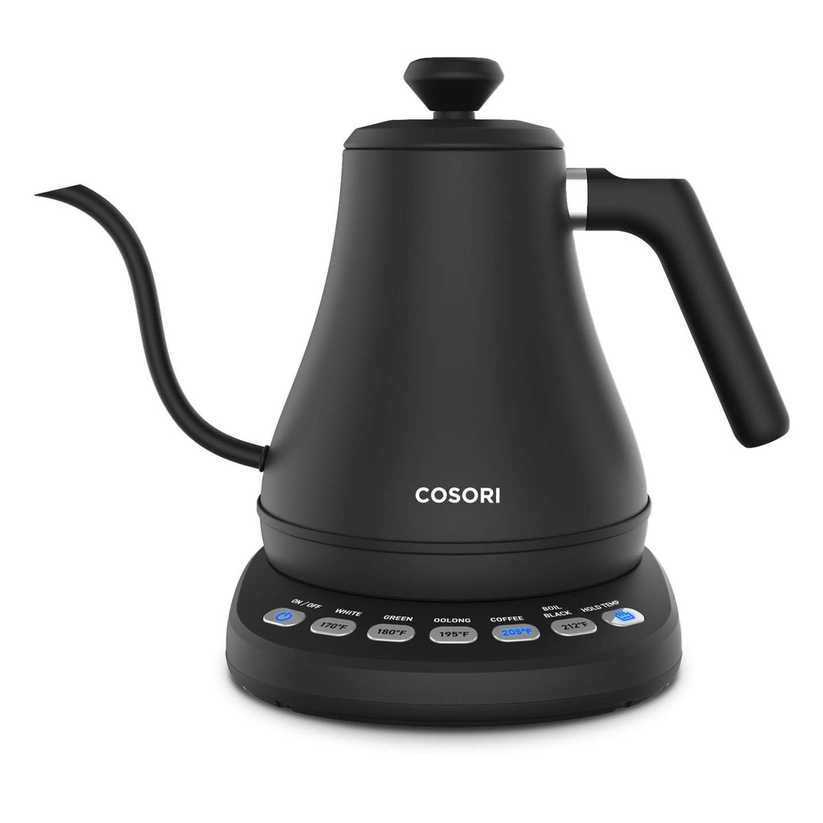 Gooseneck electric kettle with temperature presets