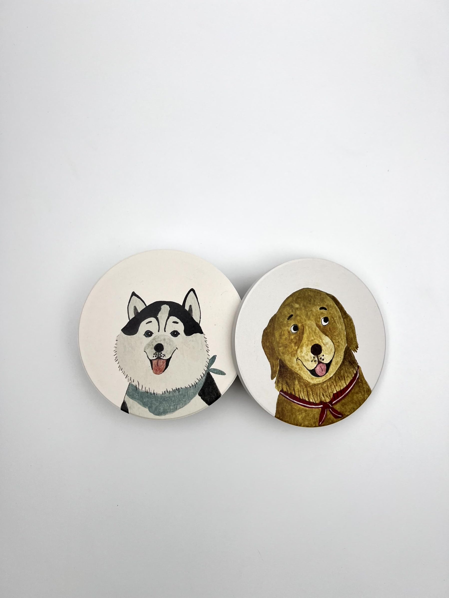 Cute Coasters for Desk Dog Themed Absorbent Ceramic Cup Coasters for Tabletop Protection